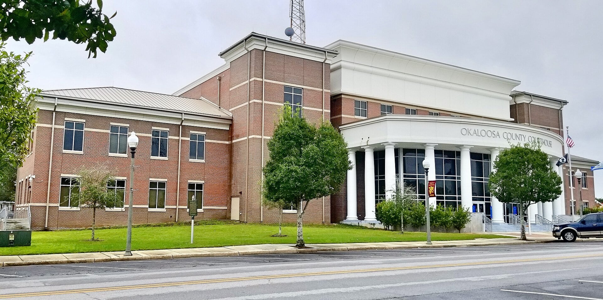The red-brick Okaloosa County courthouse in Crestview
